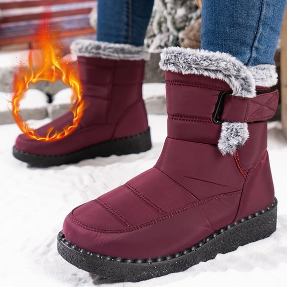 Ynynloco Winter Snow Boots for Women: Waterproof Ankle Warm Fur Lined Boot for Walking Casual Work in Cold Weather