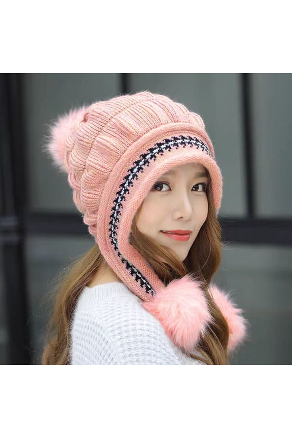 Winter Warm Elastic Soft Ear Protection Knitted Sherpa Ski Hats Fleece Lined Peruvian Cover Ears Fleece Hat