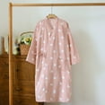 thumbnail image 1 of Ynynloco Women 100%Cotton Kimono Robes Knee Length Knit Bathrobe Wrap Tie Robe Lightweight Soft Sleepwear V-neck Casual Ladies Loungewear, 1 of 9