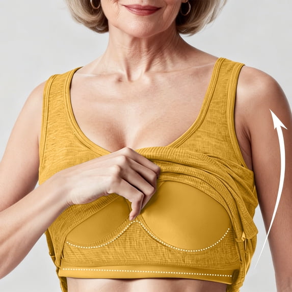 Ynynloco Women Built-in Bra Tank Tops Sleeveless Button Casual Shirts Racerback Ribbed Fitted Tank Tops Multiple Colors