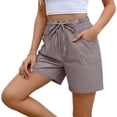 thumbnail image 1 of Ynynloco Women Comfy Drawstring Casual Elastic Waist Pure Color Shorts Summer Beach Lightweight Short Pants with Pockets, 1 of 7