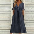 thumbnail image 1 of Ynynloco Women Eyelet Embroidery A Line Midi Dress – Casual Loose Fit Summer Dress with Pockets for Vacation Daily Wear, 1 of 6
