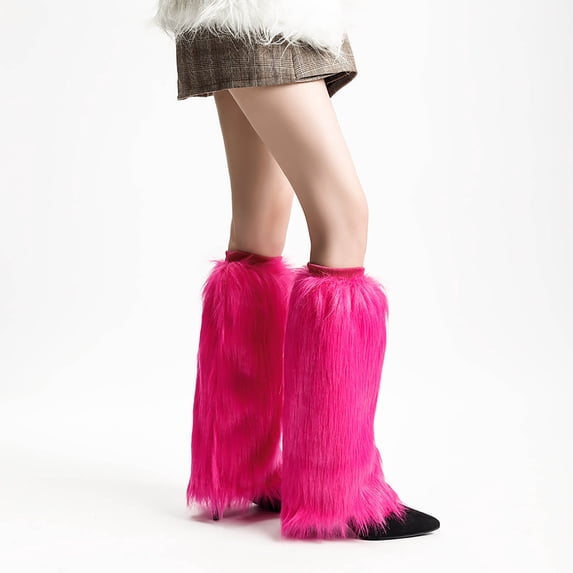 Ynynloco Women Faux Fur Leg Warmers - Fluffy Furry Boot Cuffs for Party, Festival & Winter Fashion