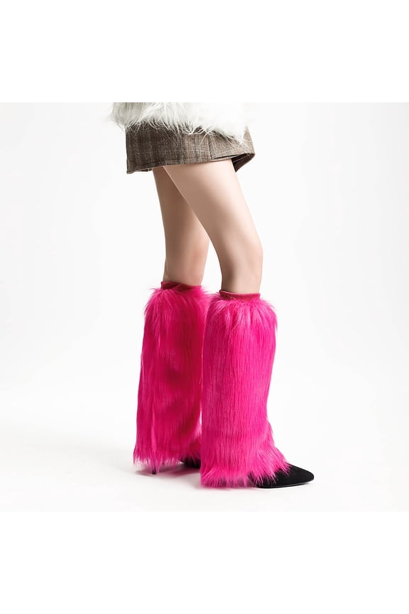 Women Faux Fur Leg Warmers - Fluffy Furry Boot Cuffs for Party, Festival & Winter Fashion