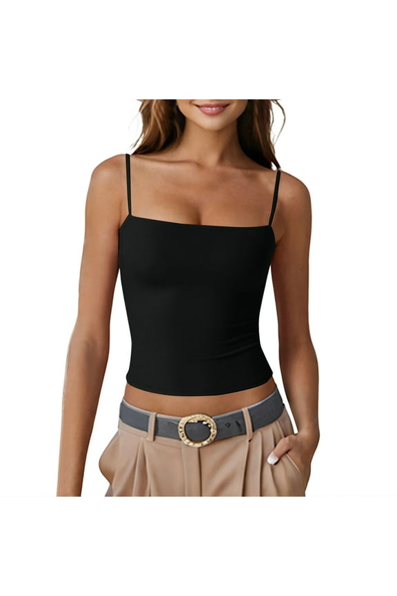 Women Summer Thin Strap Tank Top Spaghetti Straps Sleeveless Camisole Shirts Basic Casual Going Out Shirt