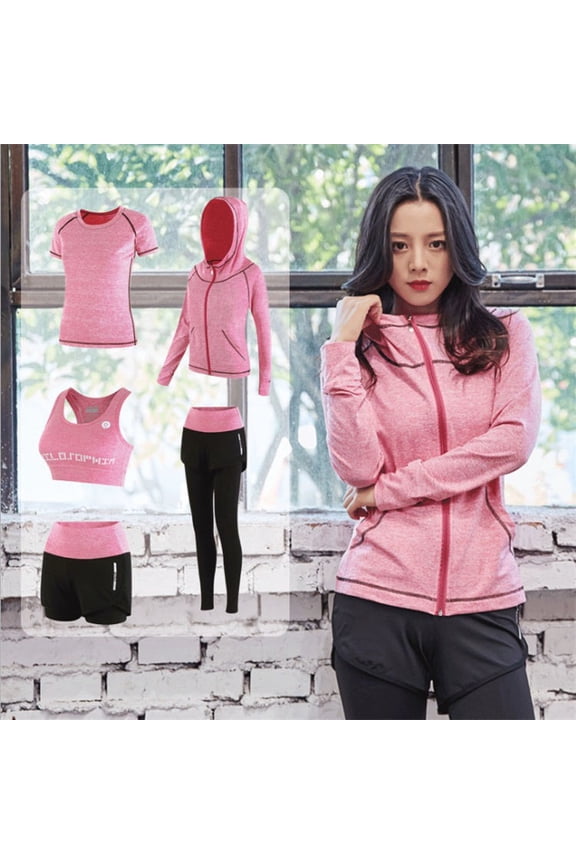 Women Workout Clothes Set 5 PCS Exercise Athletic Outfits Set Athletic Gym Yoga Running Clothes Activewear Sets