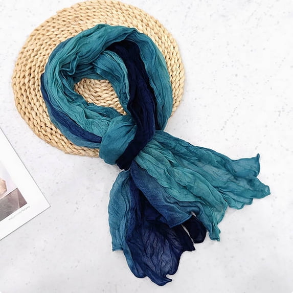 Ynynloco Women's Artistic Scarf Pleated Simple Versatile Silk Scarf Shawl Scarf lightweight scarves for women