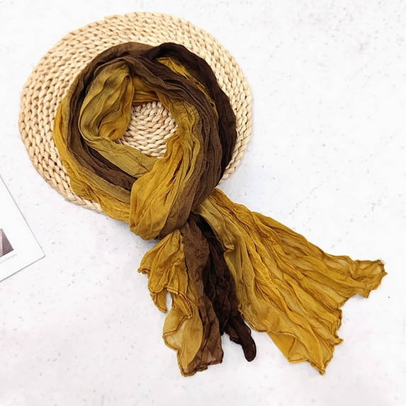 Ynynloco Women's Artistic Scarf Pleated Simple Versatile Silk Scarf Shawl Scarf lightweight scarves for women