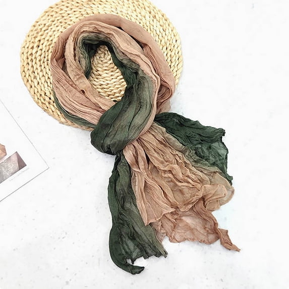 Ynynloco Women's Artistic Scarf Pleated Simple Versatile Silk Scarf Shawl Scarf lightweight scarves for women