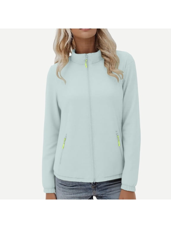 Women's Athletic Running Jacket Sports Outdoor Tops Long Sleeve Full Zip Lightweight Pockets Jackets for Walks Workout Hiking Golf