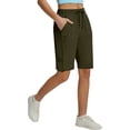 thumbnail image 1 of Ynynloco Women's Casual Cargo Shorts with Pockets Elastic High Waist Drawstring Shorts for Women Hiking Short, 1 of 5