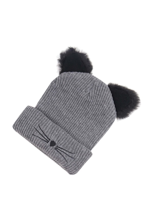 Women's Cat Beanie Crochet Hats with Ears Knitted Black Cat Hats Winter Cute Y2k Cat Ears Beanie Trendy Winter Warm Cap for Adults