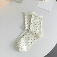 thumbnail image 1 of Ynynloco Women's Cotton Socks - Floral Design Polka Dot Ruffle Cute Pattern Mid Calf - Ladies Girls Socks, 1 of 2