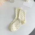thumbnail image 1 of Ynynloco Women's Cotton Socks - Floral Design Polka Dot Ruffle Cute Pattern Mid Calf - Ladies Girls Socks, 1 of 2