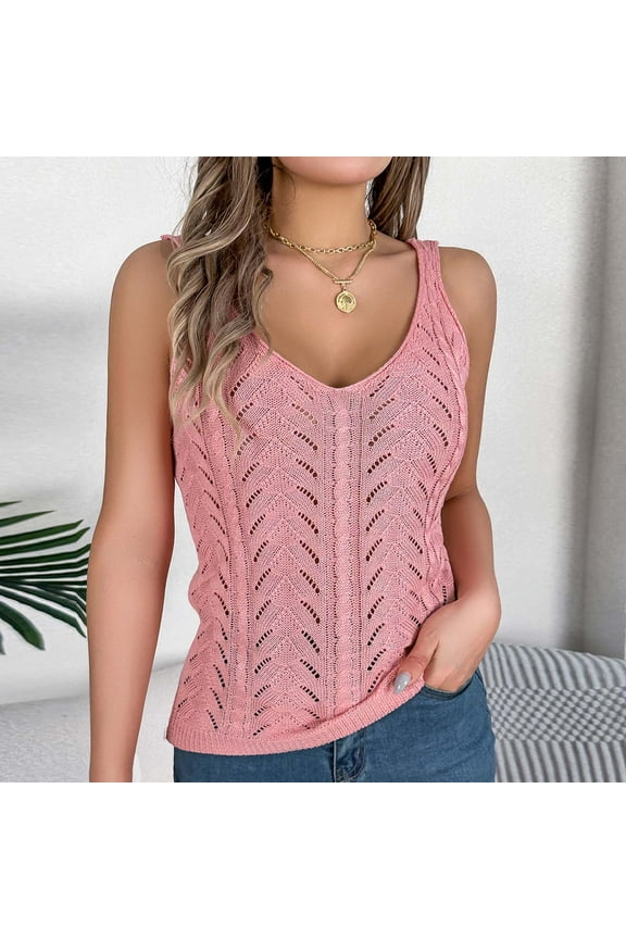 Women's Crochet Vest Button Down Sleeveless Hollow Boho Knit Crop Tank Tops Summer Cardigan