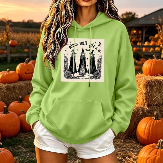 Ynynloco Women’s Fall Halloween Hoodies Sweatshirt Slouchy Casual Long Sleeve Pullover Tops with Pocket for Thanksgiving Present Gift