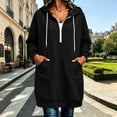 thumbnail image 1 of Ynynloco Women's Fall Winter Sweatshirt Dress Long Sleeve Hoodie dresses Half Zip Drawstring Hooded Tunic Tops with Pocket, 1 of 7