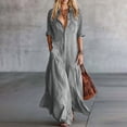 thumbnail image 1 of Ynynloco Women's Flowy Button Down Shirt Dress Long Sleeve Tiered Ruffle Long Maxi Dresses with Pockets, 1 of 6