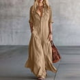 thumbnail image 1 of Ynynloco Women's Flowy Button Down Shirt Dress Long Sleeve Tiered Ruffle Long Maxi Dresses with Pockets, 1 of 6