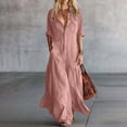 thumbnail image 1 of Ynynloco Women's Flowy Button Down Shirt Dress Long Sleeve Tiered Ruffle Long Maxi Dresses with Pockets, 1 of 6