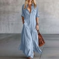thumbnail image 1 of Ynynloco Women's Flowy Button Down Shirt Dress Long Sleeve Tiered Ruffle Long Maxi Dresses with Pockets, 1 of 6