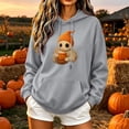thumbnail image 1 of Ynynloco Women's Halloween Graphic Ghost Hooded Sweatshirt Fall Long Sleeve Pullover Casual Tops with Pocket, 1 of 5