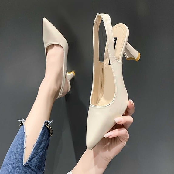 Ynynloco Women's Kitten Heel Slingback Low Pumps 3 Inches Stiletto Pointed Closed Toe Elegant Dressy Office Bridal Wedding Party Shoes