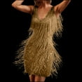 thumbnail image 1 of Ynynloco Women's Layered Fringe Deep V Neck Cami Mini Sequin Cocktail Dress Sleeveless Tassels Flapper Dresses, 1 of 9