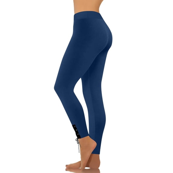 Ynynloco Women's Leggings Stretchy High Waist Yoga Cropped Lace‑Up Ankle Leggings Buttery Soft Workout Leggings Pant