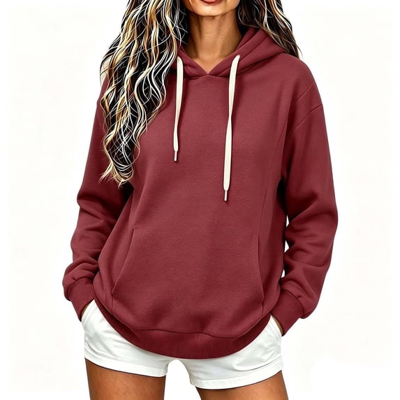 Ynynloco Women's Long Sleeve Hoodies Tops Hooded Sweatshirts Pullover Oversized Casual Shirts with Pocket