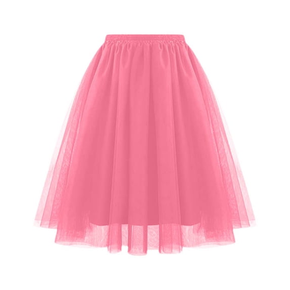 Ynynloco Women's Long Tulle Skirts Elastic High Waist A-Line Layered Tutu Mesh Flowy Skirt Knee-length skirt