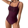 thumbnail image 1 of Ynynloco Women's One Piece Swimsuits Tummy Control Ruched Bust Square Neck Modest Bathing Suits, 1 of 4
