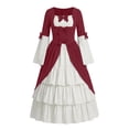 thumbnail image 1 of Ynynloco Women's Renaissance Medieval Costume Victorian Dress Long Sleeve Boho Midi Dress Vintage Square Neck Tiered Ruffle Flowy Pockets Dress, 1 of 7