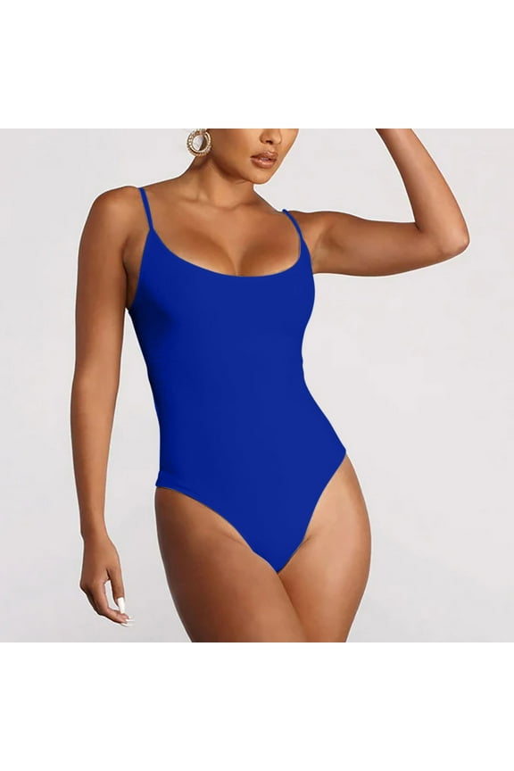 Women's Retro 80s/90s Inspired High Cut Low Back Padding One Piece Swimwear Bathing Suits