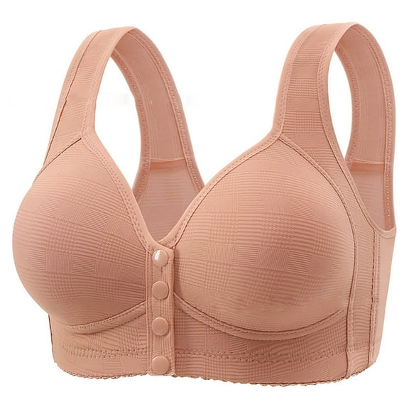 Ynynloco Women's Ribbed Daisy Bras No Underwire Front Closure Comfort Senior Wireless Snap Closing Bra