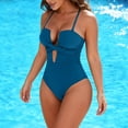 thumbnail image 1 of Ynynloco Women's Ruched Push Up Wrap Front Swimsuit One Piece Tummy Control Bathing Suits Bandeau Support Slimming Swimwear, 1 of 9