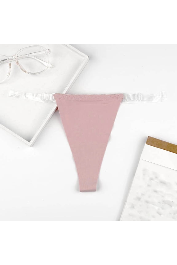 Women's Seamless String Thongs Ice Silk Panties Clear Strap Invisible See Through Underwear