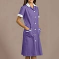 thumbnail image 1 of Ynynloco Women's Short Sleeve Collared Button Front Midi Dress with Pockets Professional Uniform Dress, 1 of 6