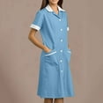 thumbnail image 1 of Ynynloco Women's Short Sleeve Collared Button Front Midi Dress with Pockets Professional Uniform Dress, 1 of 6