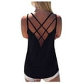 thumbnail image 1 of Ynynloco Women's Sleeveless Camisole Tank Tops Spaghetti Strap Criss Cross Back Tank Tops Loose Hollow Out Camisole Shirt, 1 of 5
