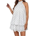 thumbnail image 1 of Ynynloco Women's Summer Polk Dress Boho Sleeveless Halter Layered Ruffle Casual Swing Mini Dress Brunch Outfits, 1 of 7