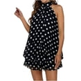 thumbnail image 1 of Ynynloco Women's Summer Polk Dress Boho Sleeveless Halter Layered Ruffle Casual Swing Mini Dress Brunch Outfits, 1 of 5