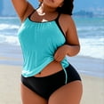thumbnail image 1 of Ynynloco Women's Tankini Sets Two Piece Solid Color Bathing Suits Halter Neck Tummy Conrol Tankini Swimsuits, 1 of 5