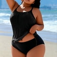 thumbnail image 1 of Ynynloco Women's Tankini Sets Two Piece Solid Color Bathing Suits Halter Neck Tummy Conrol Tankini Swimsuits, 1 of 5