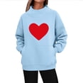 thumbnail image 1 of Ynynloco Women's Valentine's Day Sweatshirt Heart Print Turtleneck Long Sleeve Pullover Tops with Pocket Fall Winter Warm Sweatshirts, 1 of 5