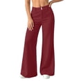 thumbnail image 1 of Ynynloco Women's Wide Straight Leg Dress Pants with Pockets High Waist Dress Pants Elastic Waist Casual Button Trouser Fall Winter Clothes, 1 of 7