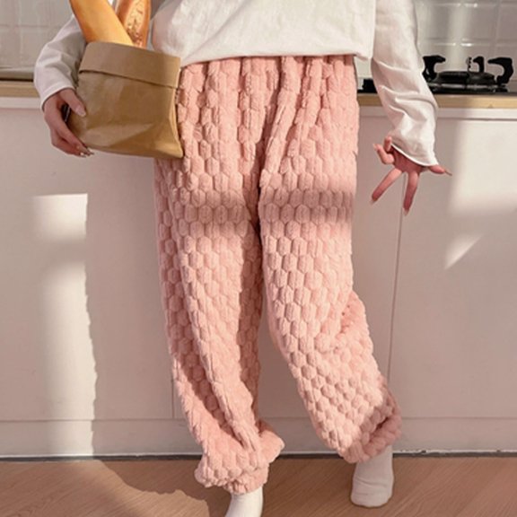 Ynynloco Women's Winter Thick Warm Plush Pajama Pants Soft Fluffy Pajama Sleep Pants Comfy Fuzzy Pj Bottoms