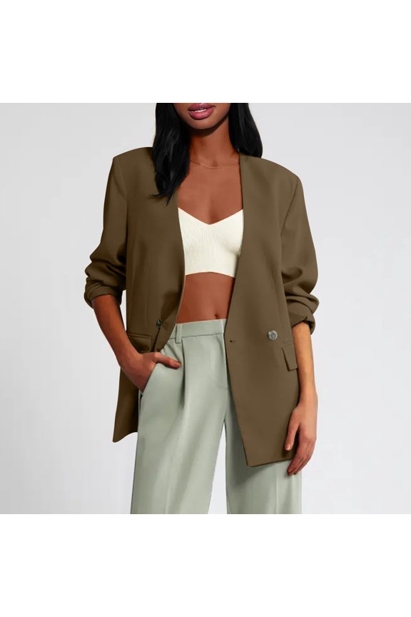 Women's Work Office Blazer Stretch Lightweight Lapel Collar Long Sleeve Slim Fit Jacket Suit Blazer with Pocket