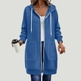 thumbnail image 1 of Ynynloco Women's Zip Up Hoodies Long Sleeve Long Tunic Sweatshirts Oversized Casual Fall Jacket Hoodie Coat with Pocket, 1 of 7