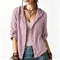 thumbnail image 1 of Ynynloco Womens 100%Cotton Tops 3/4 Sleeve Lightweight Drawstring Hoodies Button V Neck Casual Blouses Shirts, 1 of 9
